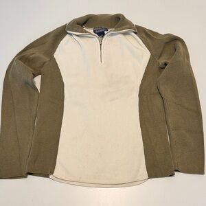 Ralph Lauren Olive Green and Cream Half-Zip Jacket